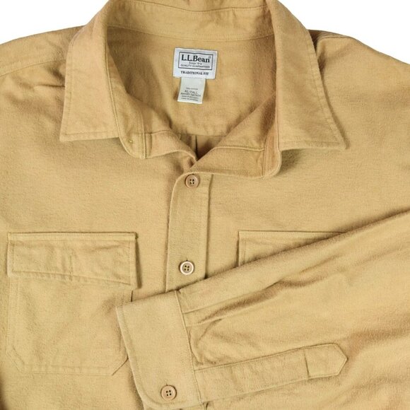 L.L Bean Flannel Shirt Pale Yellow Outdoor Long Sleeve Size XL Tall - Picture 2 of 7